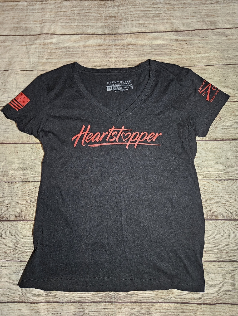 Grunt Style heartbreaker black V-neck slim fit graphic tee shirt